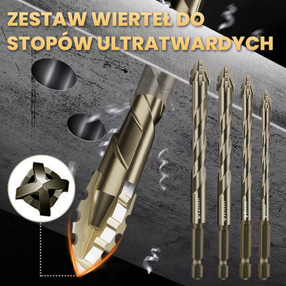 🔥2026 Gorąca wyprzedaż🔥Zestaw wierteł o wysokiej wytrzymałości z 4-rowkowymi ząbkowanymi wiertłami ekscentrycznymi
