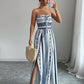 👗 TERAZ 50% ZNIŻKI! 💥 Kombinezon w geometryczne wzory z dekoltem typu halter i rozcięciem z boku – niepowtarzalny wzór i elastyczny tył – uniwersalny, idealny na letnie imprezy lub na wakacje ✨