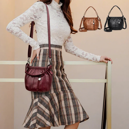 🥳👜Luźna, plisowana miękka skórzana torebka typu bucket na ramię 👜✨