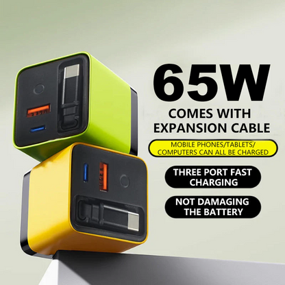 ⌛ Tylko 1 dzień pozostał do końca oferty ⏳ 65W szybka ładowarka sieciowa do telefonu z wbudowanym kablem Type-C o długości 80 cm 🔋⚡