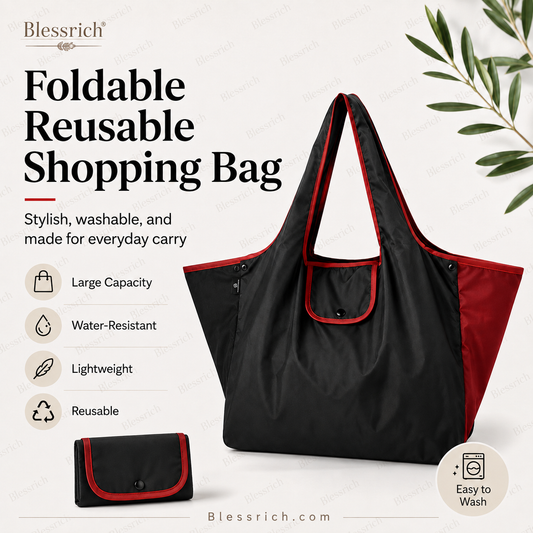 🛍️ Składana, wielokrotnego użytku torba na zakupy – duża pojemność, lekka i można ją prać