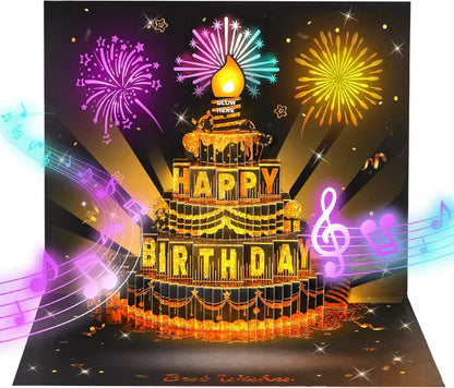 🔥 WYPRZEDAŻ OSTATNIEGO DNIA – 50% TANIEJ!! 🎉 3D Muzyczna Kartka Urodzinowa z Podświetleniem i Melodią 🎵🎂