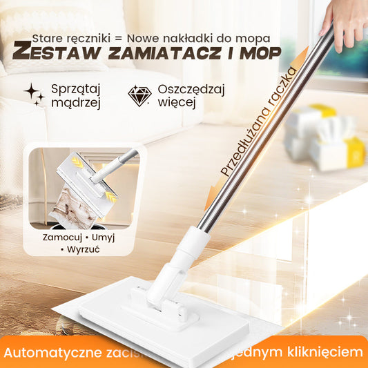🧹Jednorazowy mop do kurzu z 4 ściereczkami wielokrotnego użytku ✨🧼