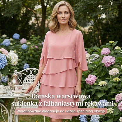 ✨ SUKIENKA DAMSKA Z WARSTWOWYMI RĘKAWAMI – ELEGANCKA I WYGODNA NA KAŻDĄ OKAZJĘ! ✨