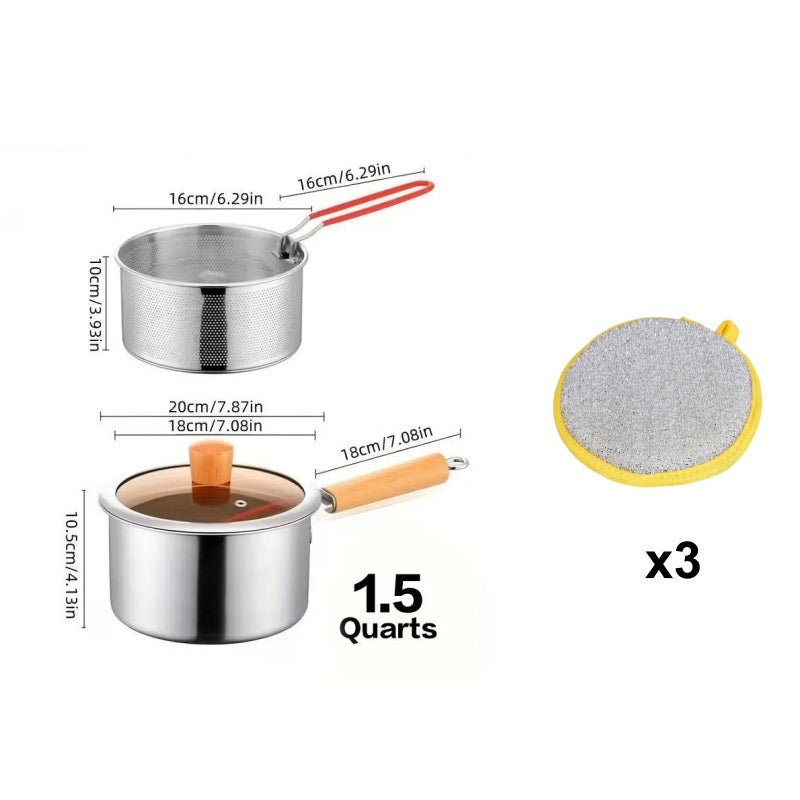 Wielofunkcyjny garnek do smażenia ze stali nierdzewnej 304 🍳✨