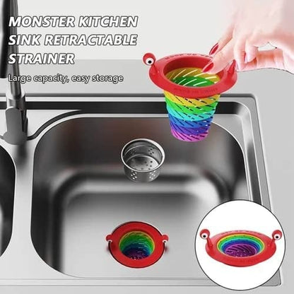 🌈 KUP 1, OTRZYMASZ 1 GRATIS! 🧼 Sitko do zlewu – design potwora, składana tęcza i duża pojemność – koniec z zatykaniem – zdobądź swoje! ✅