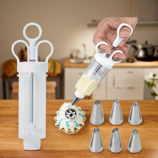 🧁🍪 Kompletny zestaw do dekorowania ciast ze stali nierdzewnej – pistolet do lukrowania z 18 końcówkami i dyszami – dekoruj wewnątrz i na zewnątrz! 🎂✨