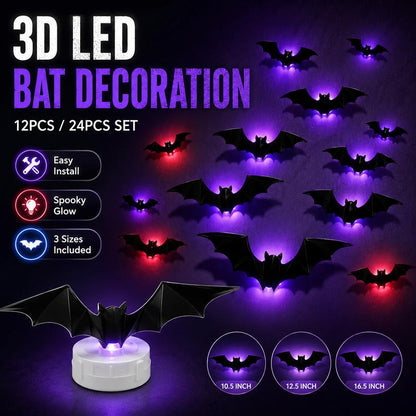 🦇 Dekoracja na Halloween – 3D LED lampa ścienna w kształcie nietoperza