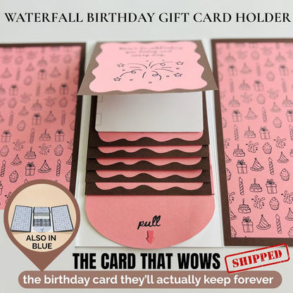 ⏳Ostatni dzień promocji! 🎂✨ Ręcznie wykonany książeczkowy organizer na karty urodzinowe – w stylu waterfall 🎁💖