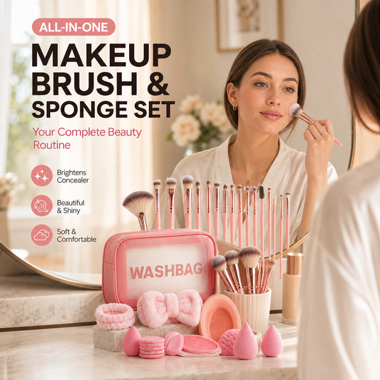 ⏰🔥 50% ZNIŻKI – OGRANICZONA CZASOWO! 💄 Kompletny zestaw pędzli i gąbek do makijażu – wszystko w jednym – profesjonalny wygląd bez wysiłku ✨