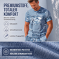 Męski, luźny zestaw – koszulka z nadrukiem imitującym dżins i szorty 👕👖😎