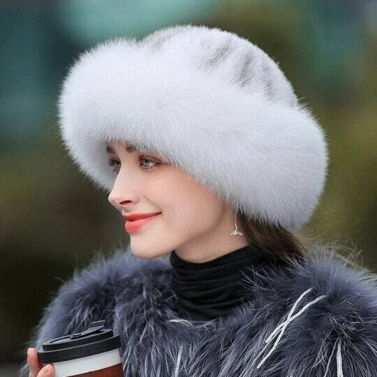 🧢 Damska czapka zimowa z grubego futra ❄️🦊