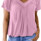 🎁 OSTATNI DZIEŃ WYPRZEDAŻY! 🔥 Letnia gorąca wyprzedaż – 50% ZNIŻKI! ⏳ Damska, swobodna, marszczona bluzka z dekoltem w szpic i krótkim rękawem 👚✨💖