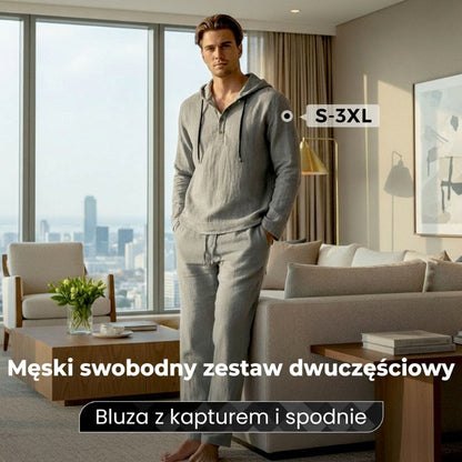 🔈🔈OFERTA CZASOWA – 50% RABATU🔥Męski zestaw 2-częściowy: luźna bluza z kapturem i spodnie