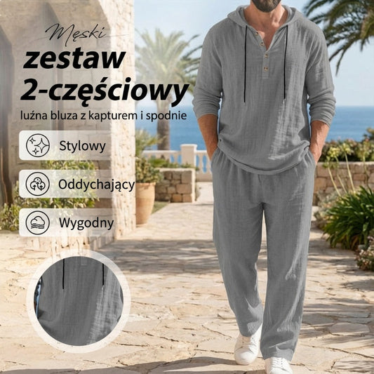 🔈🔈OFERTA CZASOWA – 50% RABATU🔥Męski zestaw 2-częściowy: luźna bluza z kapturem i spodnie