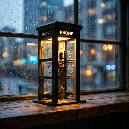 ✨ Lampa nastrojowa w stylu vintage – jak budka telefoniczna