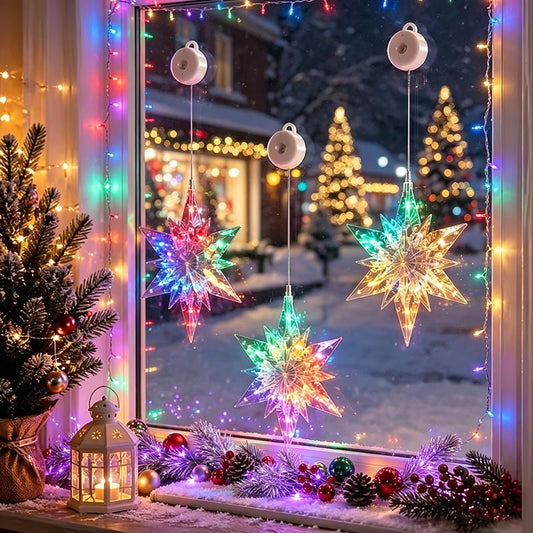 ⏳Tylko dziś w tej cenie! Kup 1 otrzymasz 1 gratis 🎄❄️ DIY świąteczne lampki LED z przyssawkami w kształcie śnieżynek ✨ | Zasilane bateriami, ciepłe i wielokolorowe, lampki na okno z przyssawkami, dekoracja świąteczna do domu i na imprezy ✨