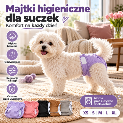 🐾 50% ZNIŻKI TERAZ! Wielorazowe pieluchy dla psów, zestaw 3 szt. – miękka bawełna, regulowane dopasowanie i ochrona podczas cieczki – idealne dla suk i psów w domu ✨