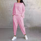 Damski zestaw 2-częściowy: bluzka z długim rękawem i okrągłym dekoltem + spodnie🧥+👖