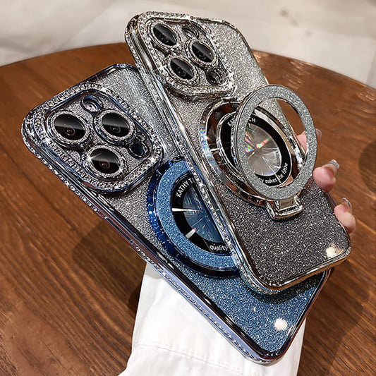 🔥 HIT SPRZEDAŻY! 🔥💝Magnetyczne etui na iPhone'a z brokatowymi dżetami i niewidoczną podstawką