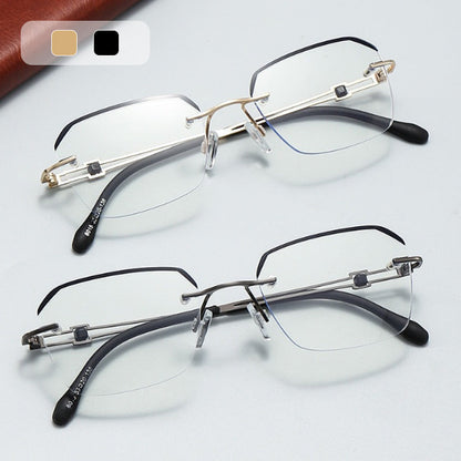 🔍Okulary bez oprawek z filtrem światła niebieskiego – zaawansowana technologia blokowania światła niebieskiego 👓Stylowa konstrukcja bez oprawek · Idealne zarówno na co dzień, jak i do pracy
