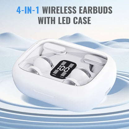 ✨ 50% ZNIŻKI! ✨ 4-w-1 słuchawki douszne z etui LED 🎧💡📱