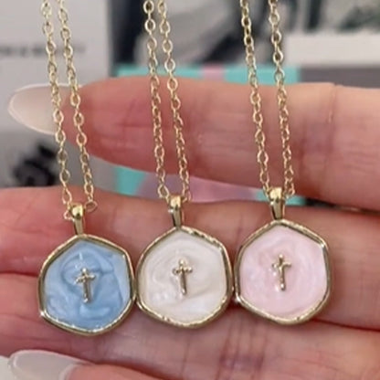 🌈Kolorowy emaliowany wisiorek w kształcie krzyża