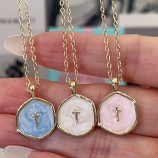 🌈Kolorowy emaliowany wisiorek w kształcie krzyża