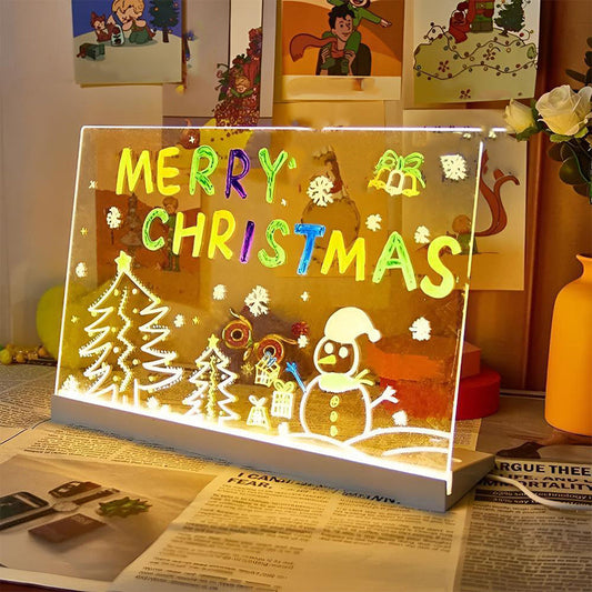 🎄 BOŻONARODZENIOWA PROMOCJA -50%!🎅Zmywalna, podświetlana tablica akrylowa z podstawką✏️