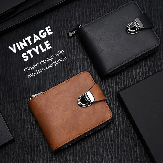 🚀Świeża premiera, a już bestseller!🔥👝 Męski portfel z zamkiem błyskawicznym w stylu vintage✨