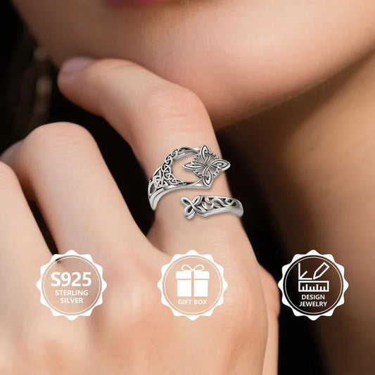 💍✨S925 Srebro próby 925 celtycki węzeł otwarty pierścionek (50% TANIEJ)✨