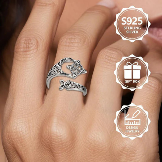 💍✨S925 Srebro próby 925 celtycki węzeł otwarty pierścionek (50% TANIEJ)✨