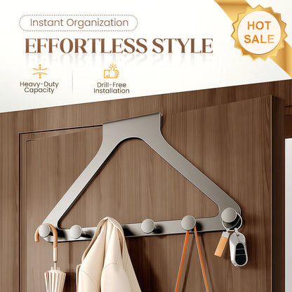 🚪 Bezwierceniowy wieszak na drzwi z 6 hakami 🎽👜🧣