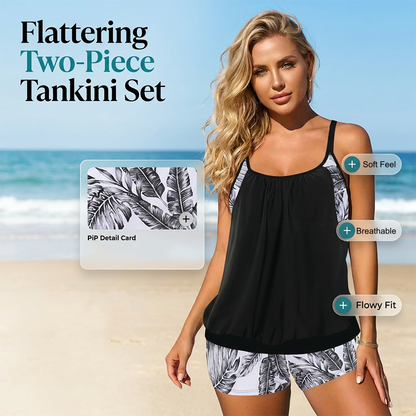 ⏰ Ograniczona czasowo – 50% ZNIŻKI – najszybsi zdążą! 🛒 Damski dwuczęściowy tankini – góra i szorty