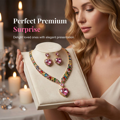 💎✨ Błyszczący zestaw biżuterii w kształcie serca (naszyjnik + kolczyki) – elegancki i romantyczny – płatność przy odbiorze 💖✅