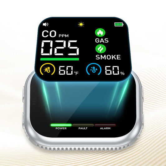 ❄️ Letnia świeżość – 50% ZNIŻKI! 🏠 Alarm wielogazowy z wyświetlaczem LCD – czujnik CO, gazu i dymu z pomiarem temperatury, wilgotności i zapasowym zasilaniem bateryjnym