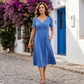 👗💙 50% ZNIŻKI DZIŚ! ✨ Damska długa sukienka z dekoltem V i krótkim rękawem 🌸 – elegancki, zwiewny krój, wygodny materiał i swobodny styl na co dzień.