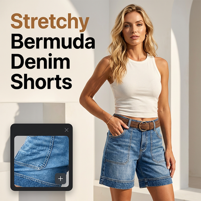 🩳 50% ZNIŻKI TERAZ! 👖 Bermudy i dżinsowe spodenki dla kobiet – elastyczne i wygodne – idealne na lato – średni stan i kieszenie 🌸
