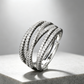 📢📢 50% taniej!! 💍 Regulowany pierścionek z cyrkoniami i motywem krzyża — lśniące wykończenie typu pavé i elegancki design z wieloma obrączkami ✨