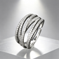 📢📢 50% taniej!! 💍 Regulowany pierścionek z cyrkoniami i motywem krzyża — lśniące wykończenie typu pavé i elegancki design z wieloma obrączkami ✨