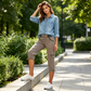 🔥🎁 Nowość – 50% ZNIŻKI! 🔥👖 Spodnie cargo typu capri z wysokim stanem – praktyczne kieszenie i luźny krój na co dzień