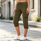 🔥🎁 Nowość – 50% ZNIŻKI! 🔥👖 Spodnie cargo typu capri z wysokim stanem – praktyczne kieszenie i luźny krój na co dzień