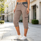 🔥🎁 Nowość – 50% ZNIŻKI! 🔥👖 Spodnie cargo typu capri z wysokim stanem – praktyczne kieszenie i luźny krój na co dzień