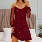 👗🔥 50% ZNIŻKI – OGRANICZONA CZASOWO! Elegancka sukienka damska z odkrytymi ramionami i siateczkowymi rękawami ✨ Styl wyrafinowany, kobiecy i idealny na każdą okazję.