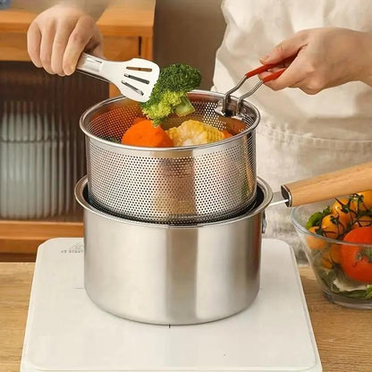 Wielofunkcyjny garnek do smażenia ze stali nierdzewnej 304 🍳✨