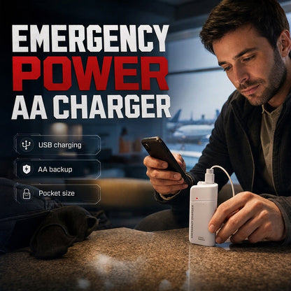 💥 KUP 2, OTRZYMASZ 1 GRATIS + 50% ZNIŻKI! 🥳 Przenośny awaryjny power bank do telefonu zasilany bateriami AA z latarką LED 🔋🔦💡