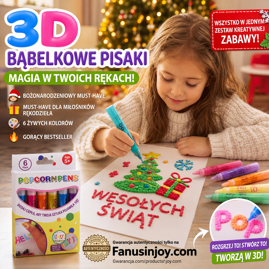 🔮Magiczne pióro – rysuj w 3D jednym pociągnięciem!🎄 Zrób to sam: pióra do rysowania z motywem bąbelkowego popcornu