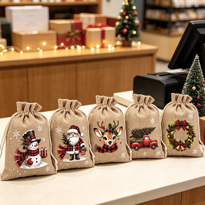 🎄 50% ZNIŻKI! 🎁 Świąteczne woreczki na prezenty – świąteczne wzory, ściągacz i wytrzymały materiał ✨🎅