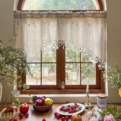 ⏳ Oferta ograniczona czasowo! ⏰ Wszechstronna zasłona w stylu wiejskim z koronkowym wykończeniem w gwiazdki ⭐️🏡