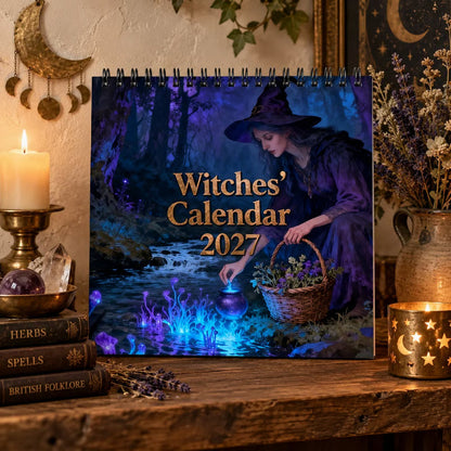 🌙🔮 Kalendarz Czarownicy 2027 – mistyczny 12‑miesięczny kalendarz wiedźmy, planer ścienny „Zaczarowany Las" dla miłośników Wicca, czarów i magii ✨🌿